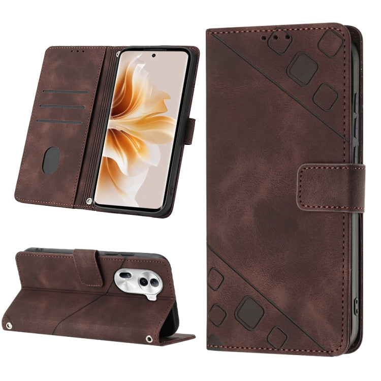 Skin-feel Embossed Leather Phone Case, For OPPO A2 Pro 5G / A3 Pro 5G, For OPPO A3 Pro 5G Global, For OPPO F25 Pro 5G India, For OPPO Reno 11F 5G Global, For OPPO Find X7, For OPPO Reno11 5G Global, For OPPO Reno11 Pro 5G Global, For OPPO Find X7 Ultra