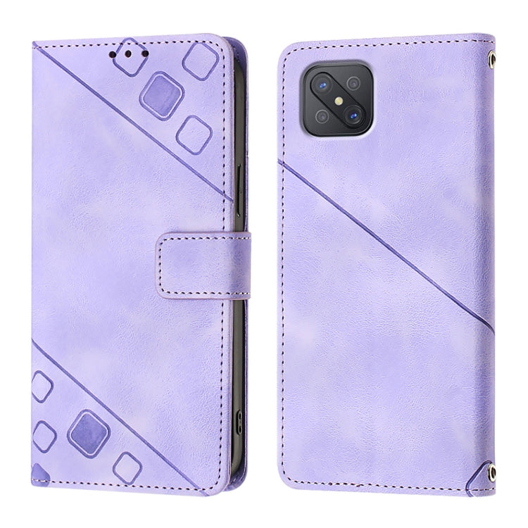 Skin-feel Embossed Leather Phone Case, For OPPO A92s, For OPPO A79 5G
