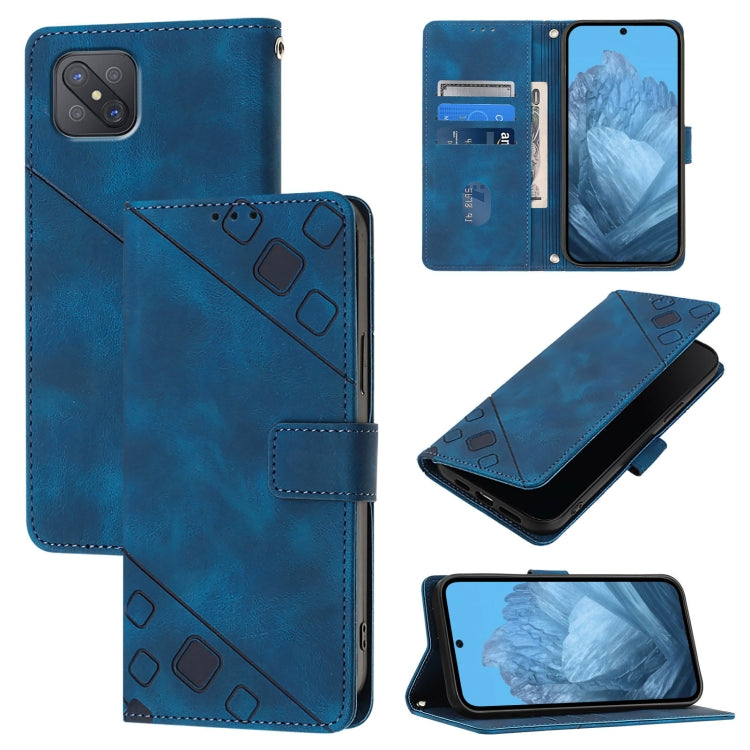 Skin-feel Embossed Leather Phone Case, For OPPO A92s, For OPPO A79 5G