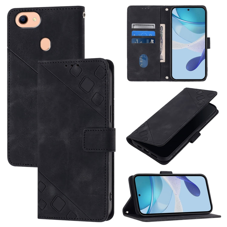 Skin-feel Embossed Leather Phone Case, For OPPO A32 2020 4G / A53 2020 4G, For OPPO A53s 4G / A33 2020 4G, For OPPO A11s 4G, For OPPO A15 / A15s / A35 2021, For OPPO F17 Pro / A93 2020 4G Global, For OPPO Reno4 Lite / Reno4 F                           ...