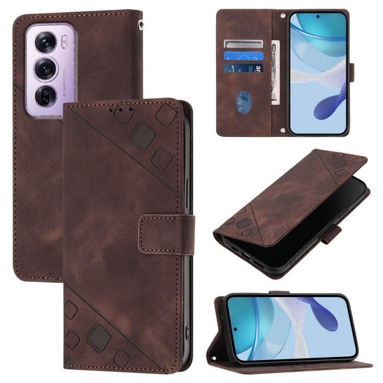 Skin-feel Embossed Leather Phone Case, For OPPO Reno13 F 5G Global, For OPPO A5 Pro China, For OPPO A80 5G EU Version, For OPPO K12x 5G Global, For OPPO A3 Pro 5G India, For OPPO Reno12 F 5G Global, For OPPO Reno12 Pro Global, For OPPO Reno12 5G Global