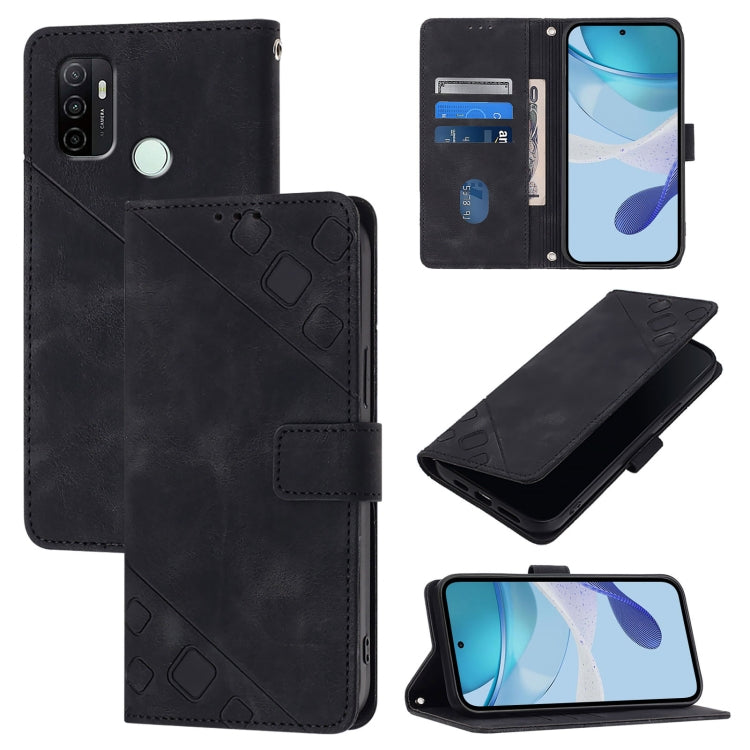 Skin-feel Embossed Leather Phone Case, For OPPO A32 2020 4G / A53 2020 4G, For OPPO A53s 4G / A33 2020 4G, For OPPO A11s 4G, For OPPO A15 / A15s / A35 2021, For OPPO F17 Pro / A93 2020 4G Global, For OPPO Reno4 Lite / Reno4 F                           ...