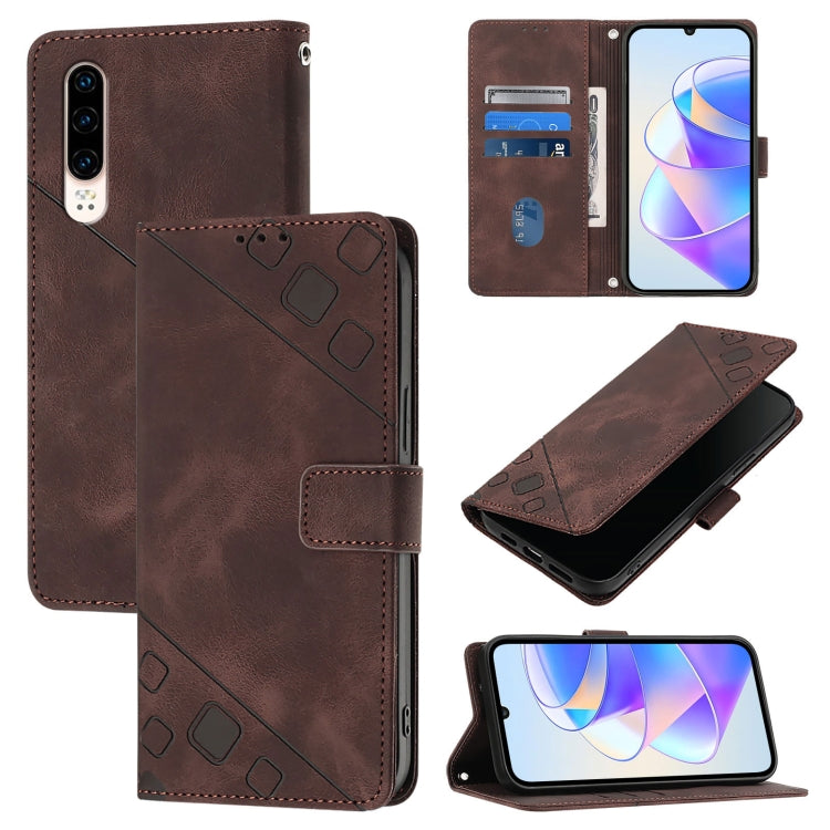 Skin Feel Embossed Leather Phone Case, For Huawei P50 Pro, For Huawei P50, For Huawei Enjoy 20 SE / P smart 2021 / Y7a, For Huawei P40 Pro, For Huawei P40, For Huawei P30