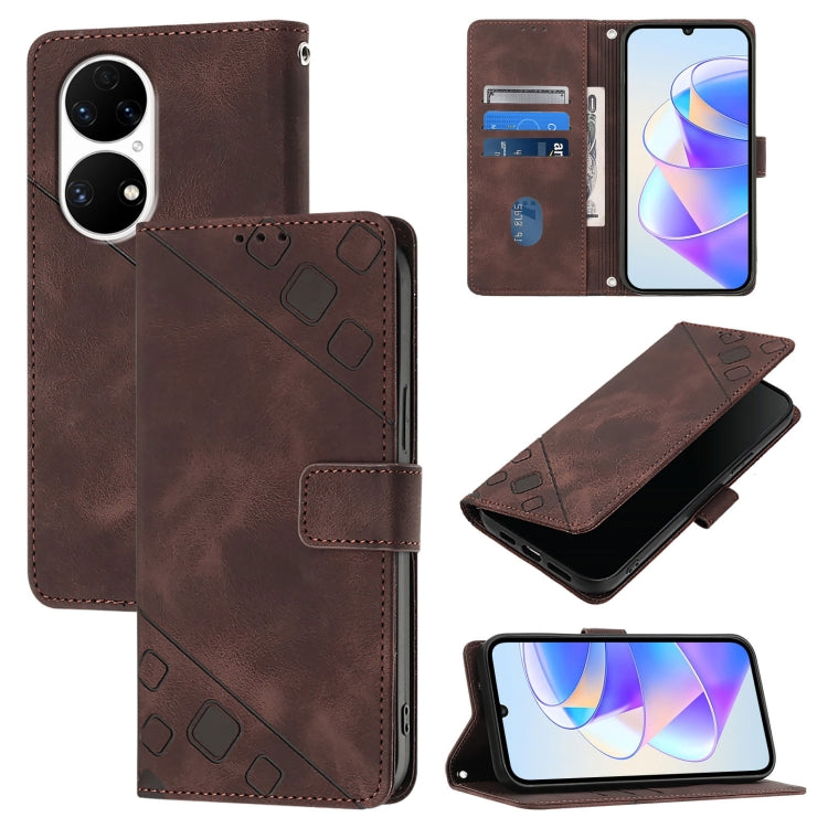 Skin Feel Embossed Leather Phone Case, For Huawei P50 Pro, For Huawei P50, For Huawei Enjoy 20 SE / P smart 2021 / Y7a, For Huawei P40 Pro, For Huawei P40, For Huawei P30
