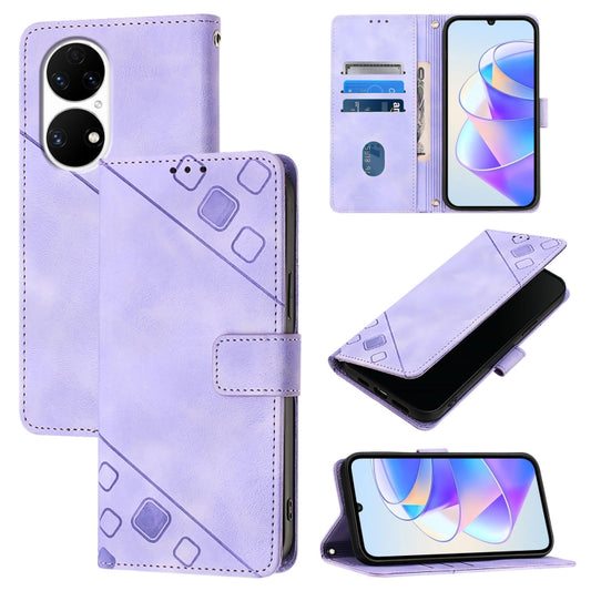 Skin Feel Embossed Leather Phone Case, For Huawei P50 Pro, For Huawei P50, For Huawei Enjoy 20 SE / P smart 2021 / Y7a, For Huawei P40 Pro, For Huawei P40, For Huawei P30