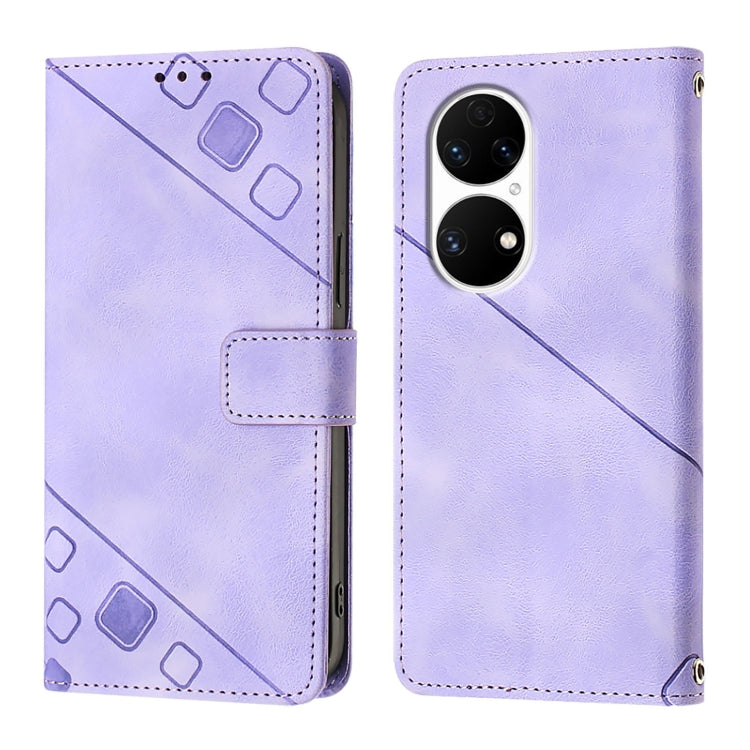 Skin Feel Embossed Leather Phone Case, For Huawei P50 Pro, For Huawei P50, For Huawei Enjoy 20 SE / P smart 2021 / Y7a, For Huawei P40 Pro, For Huawei P40, For Huawei P30