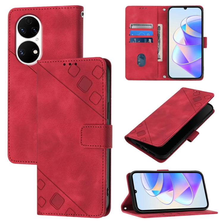 Skin Feel Embossed Leather Phone Case, For Huawei P50 Pro, For Huawei P50, For Huawei Enjoy 20 SE / P smart 2021 / Y7a, For Huawei P40 Pro, For Huawei P40, For Huawei P30