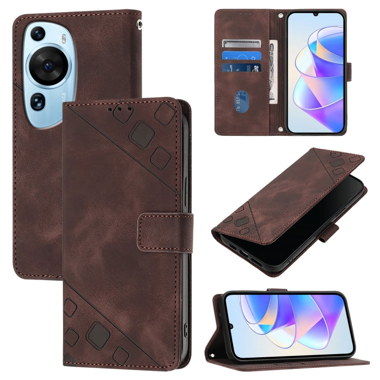 Skin Feel Embossed Leather Phone Case, For Huawei Mate 60 Pro, For Huawei P60 Art, For Huawei P60 / P60 Pro, For Huawei Enjoy 50 Pro / Nova Y90, For Huawei Nova 9 SE, For Huawei Nova 9 Pro, For Huawei Nova 9, For Huawei Nova 8i