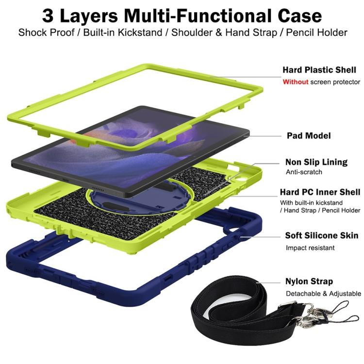 360 Degree Rotation PC Contrast Silicone Tablet Case, For Samsung Galaxy Tab A11+, For Samsung Galaxy Tab A11, For Samsung Galaxy Tab A9+, For Samsung Galaxy Tab A9, For Samsung Galaxy Tab S9, For Samsung Galaxy Tab S9+