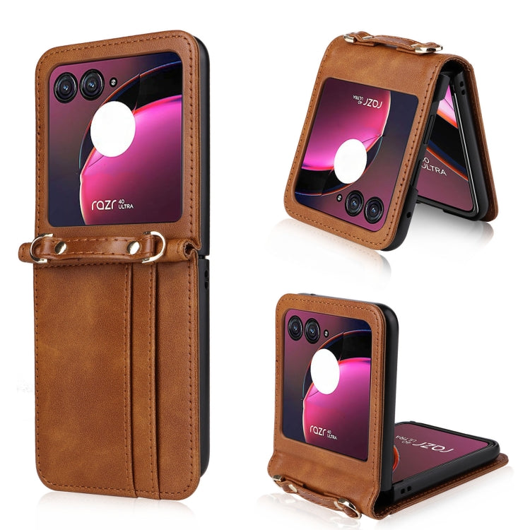 Crossbody Card Slot Leather Phone Case, For Motorola Razr 40 Ultra