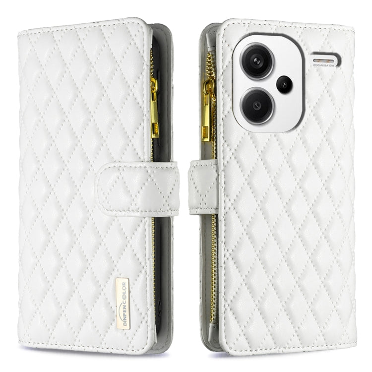 Diamond Lattice Zipper Wallet Leather Flip Phone Case, For Xiaomi Redmi Note 13, For Xiaomi Redmi Note 13 Pro+ 5G, For Xiaomi Redmi Note 13 Pro 5G