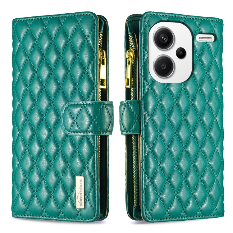 Diamond Lattice Zipper Wallet Leather Flip Phone Case, For Xiaomi Redmi Note 13, For Xiaomi Redmi Note 13 Pro+ 5G, For Xiaomi Redmi Note 13 Pro 5G