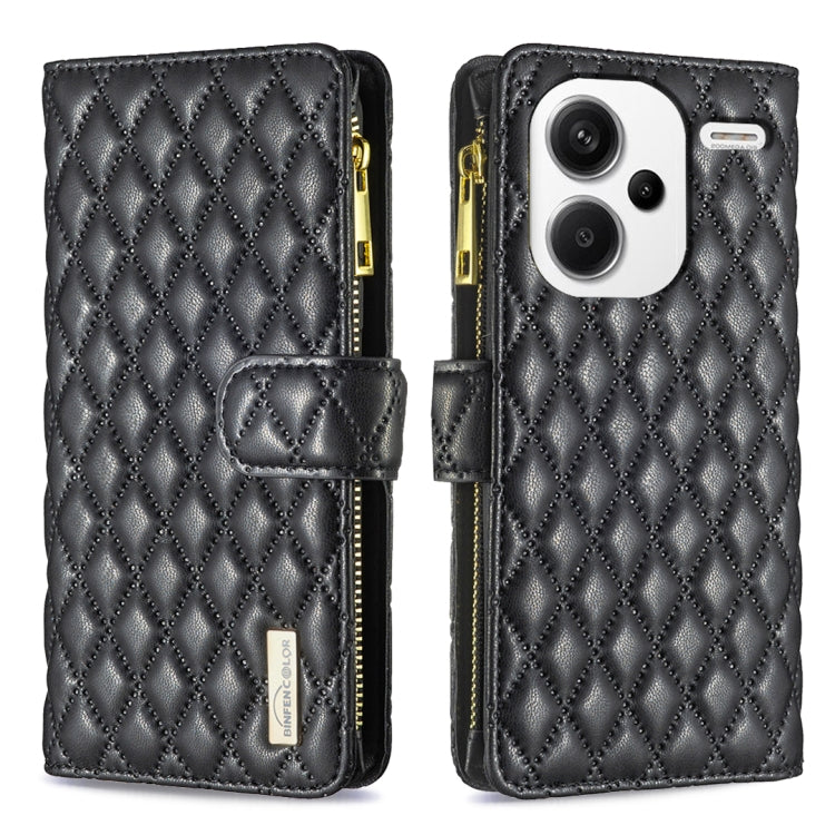 Diamond Lattice Zipper Wallet Leather Flip Phone Case, For Xiaomi Redmi Note 13, For Xiaomi Redmi Note 13 Pro+ 5G, For Xiaomi Redmi Note 13 Pro 5G