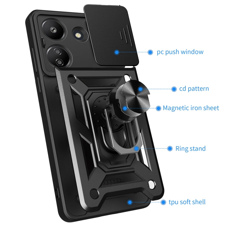 Sliding Camera Cover Design TPU Hybrid PC Phone Case, For Xiaomi Redmi 13C 4G, For Xiaomi Redmi Note 13 Pro 5G, For Xiaomi Redmi K60 Ultra 5G, For Xiaomi 13T/13T Pro/Redmi K60 Ultra, For Xiaomi Redmi A1+