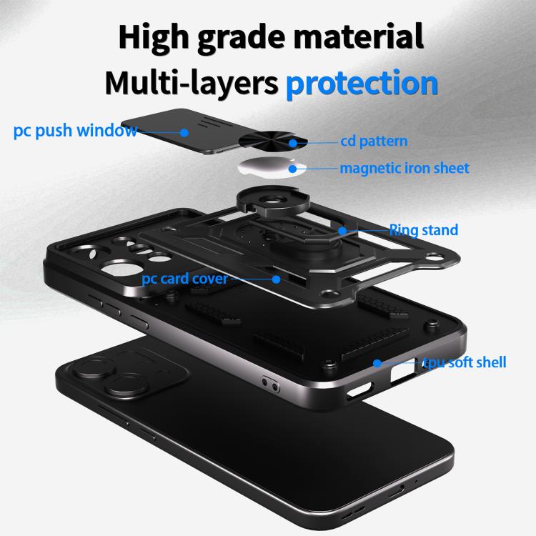 Sliding Camera Cover Design TPU+PC Phone Case, For OPPO Reno14 5G Global, For OPPO F29 Pro 5G, For OPPO Reno13 F 4G / 5G, For OPPO Find X8, For OPPO A3x 5G India / A3x 4G, For OPPO A3 Pro 5G India / A80 5G