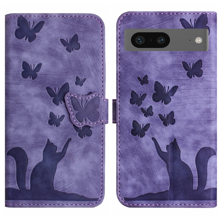 Butterfly Cat Embossing Flip Leather Phone Case, For Google Pixel 7, For Google Pixel 6a, For Google Pixel 6 Pro, For Google Pixel 6