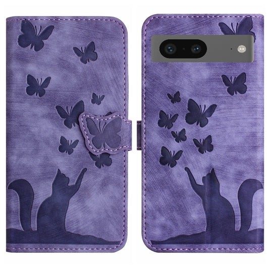 Butterfly Cat Embossing Flip Leather Phone Case, For Google Pixel 7, For Google Pixel 6a, For Google Pixel 6 Pro, For Google Pixel 6