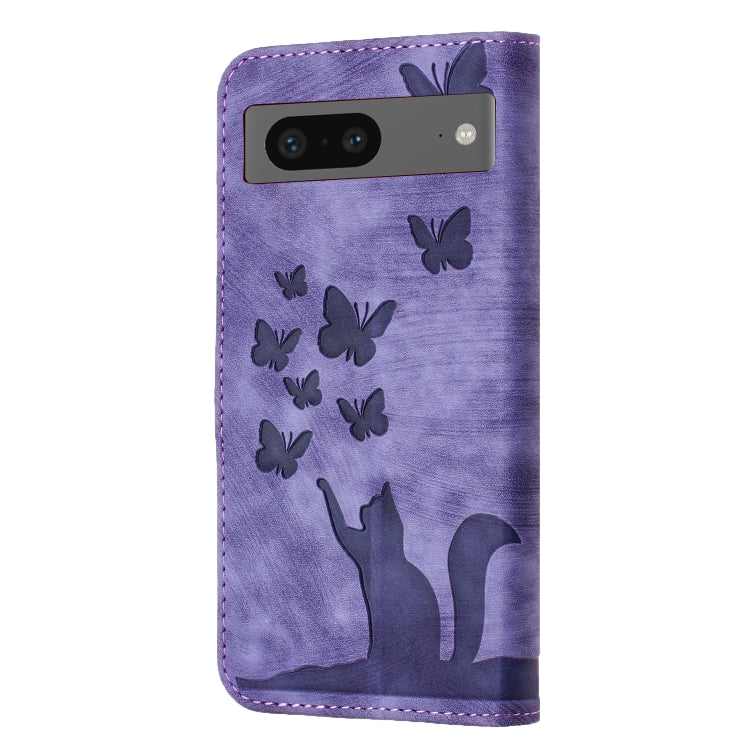 Butterfly Cat Embossing Flip Leather Phone Case, For Google Pixel 7, For Google Pixel 6a, For Google Pixel 6 Pro, For Google Pixel 6