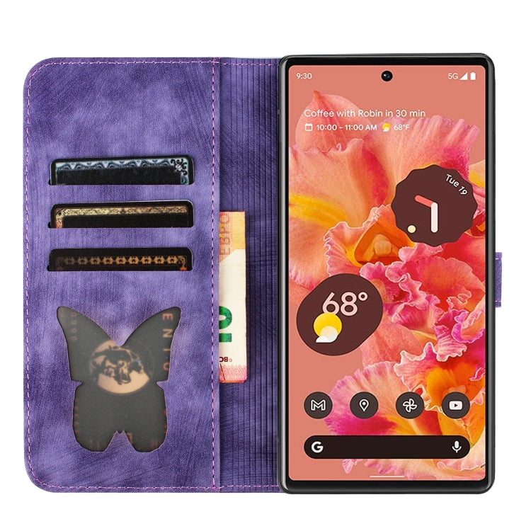 Butterfly Cat Embossing Flip Leather Phone Case, For Google Pixel 7, For Google Pixel 6a, For Google Pixel 6 Pro, For Google Pixel 6