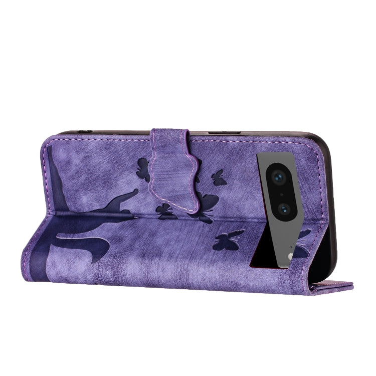 Butterfly Cat Embossing Flip Leather Phone Case, For Google Pixel 7, For Google Pixel 6a, For Google Pixel 6 Pro, For Google Pixel 6
