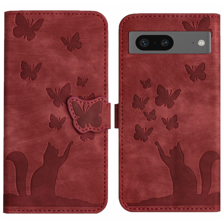 Butterfly Cat Embossing Flip Leather Phone Case, For Google Pixel 7, For Google Pixel 6a, For Google Pixel 6 Pro, For Google Pixel 6