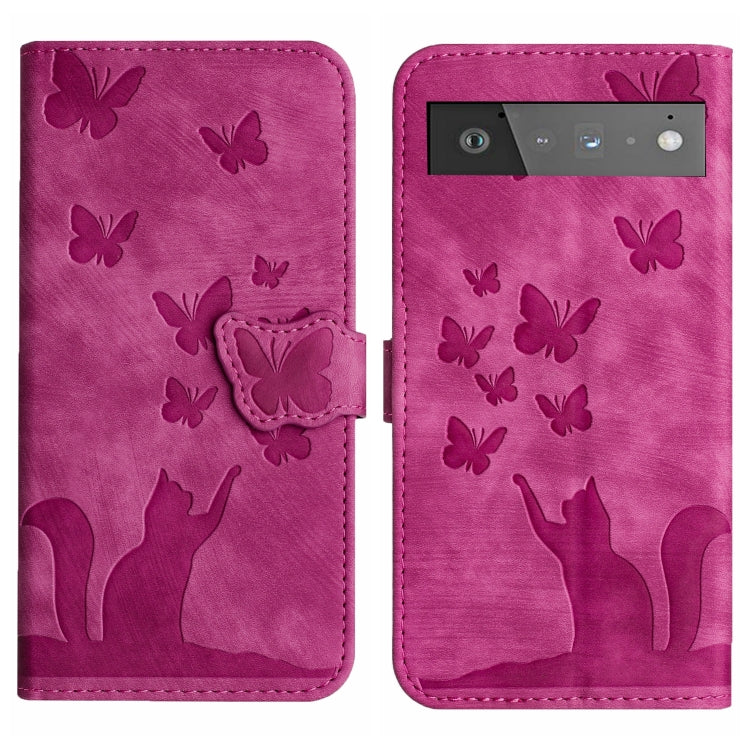 Butterfly Cat Embossing Flip Leather Phone Case, For Google Pixel 7, For Google Pixel 6a, For Google Pixel 6 Pro, For Google Pixel 6