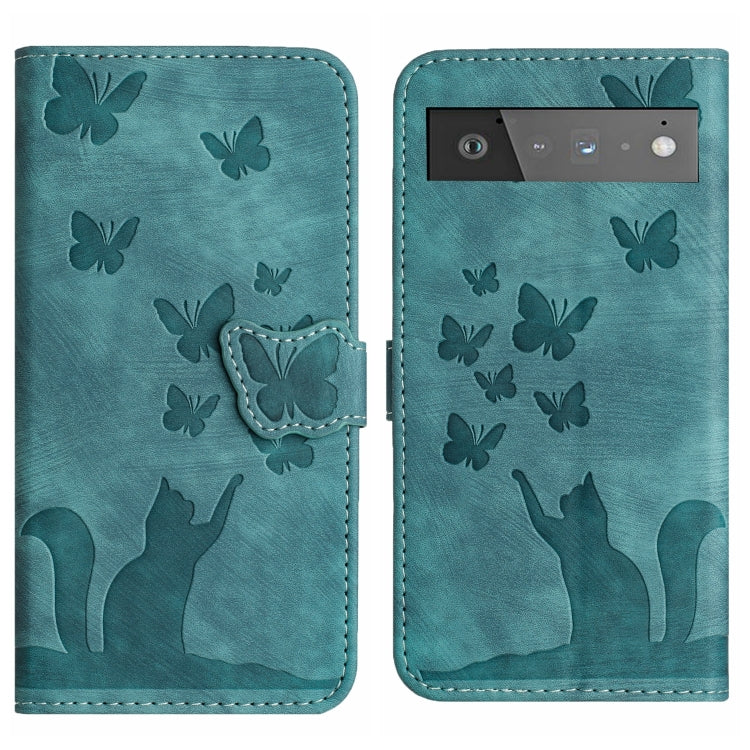 Butterfly Cat Embossing Flip Leather Phone Case, For Google Pixel 7, For Google Pixel 6a, For Google Pixel 6 Pro, For Google Pixel 6
