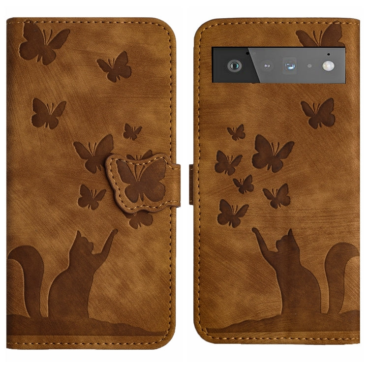 Butterfly Cat Embossing Flip Leather Phone Case, For Google Pixel 7, For Google Pixel 6a, For Google Pixel 6 Pro, For Google Pixel 6