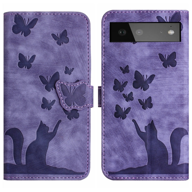 Butterfly Cat Embossing Flip Leather Phone Case, For Google Pixel 7, For Google Pixel 6a, For Google Pixel 6 Pro, For Google Pixel 6