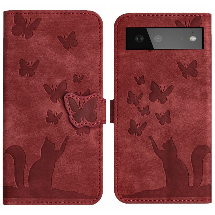 Butterfly Cat Embossing Flip Leather Phone Case, For Google Pixel 7, For Google Pixel 6a, For Google Pixel 6 Pro, For Google Pixel 6