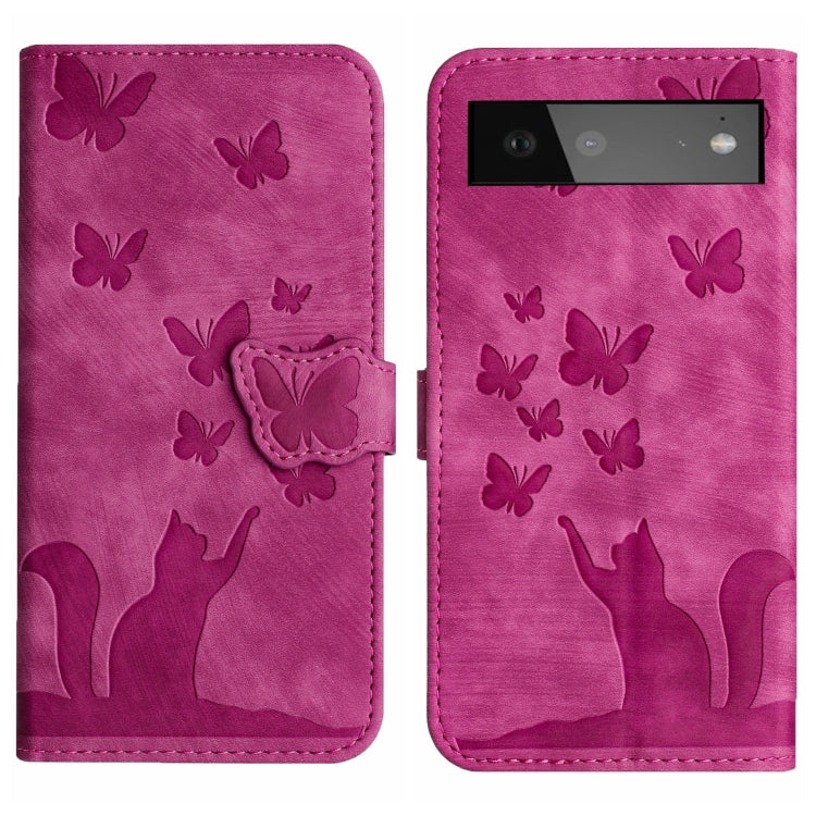 Butterfly Cat Embossing Flip Leather Phone Case, For Google Pixel 7, For Google Pixel 6a, For Google Pixel 6 Pro, For Google Pixel 6