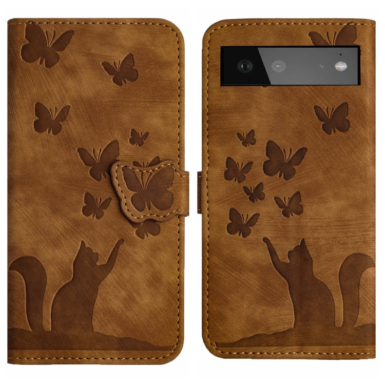 Butterfly Cat Embossing Flip Leather Phone Case, For Google Pixel 7, For Google Pixel 6a, For Google Pixel 6 Pro, For Google Pixel 6