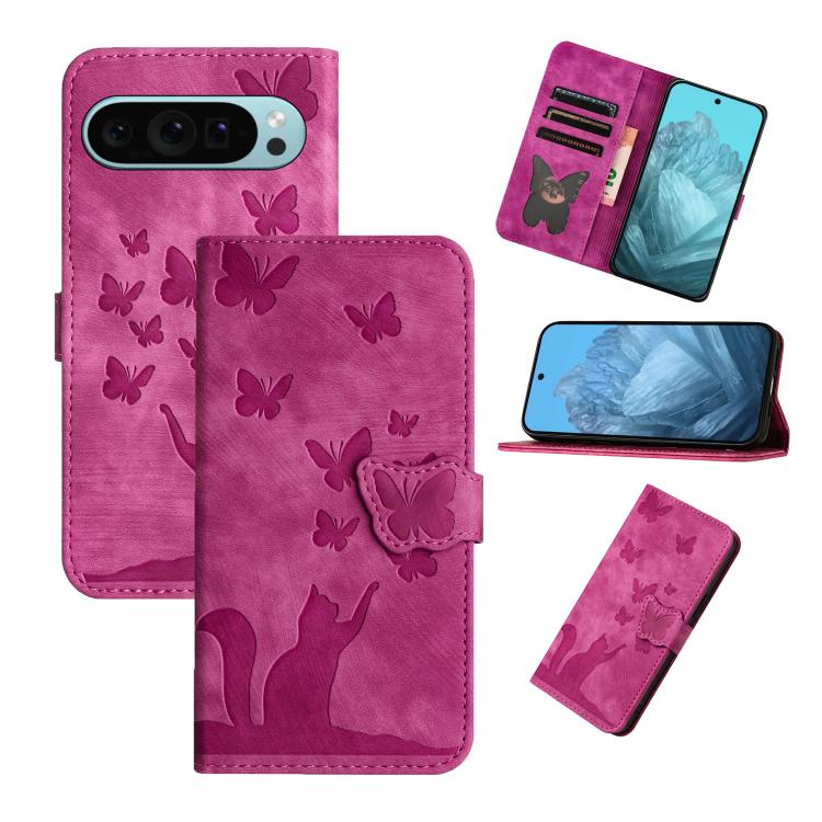 Butterfly Cat Embossing Flip Leather Phone Case, For Google Pixel 11 Pro XL, For Google Pixel 11 / 11 Pro, For Google Pixel 10a, For Google Pixel 9 Pro XL / 10 Pro XL, For Google Pixel 9 / 10 Pro, For Google Pixel 8 Pro, For Google Pixel 8             ...