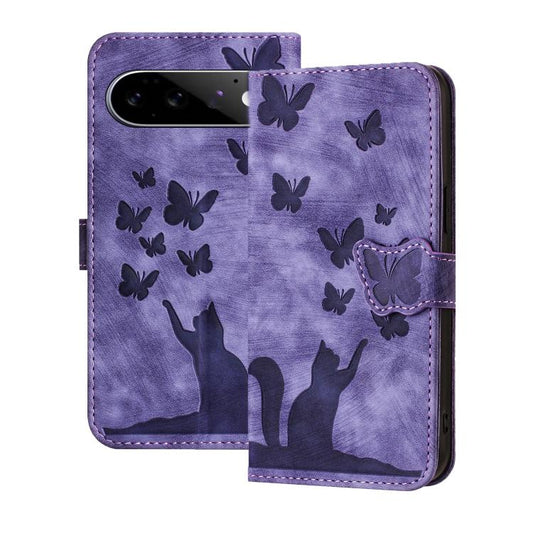 Butterfly Cat Embossing Flip Leather Phone Case, For Google Pixel 11 Pro XL, For Google Pixel 11 / 11 Pro, For Google Pixel 10a, For Google Pixel 9 Pro XL / 10 Pro XL, For Google Pixel 9 / 10 Pro, For Google Pixel 8 Pro, For Google Pixel 8