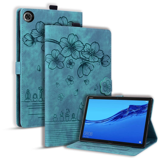 Cartoon Sakura Cat Embossed Leather Tablet Case, For Lenovo Tab M10 3rd Gen, For Lenovo Tab M10 Plus 3rd Gen 2022, For Lenovo Tab P11 TB-J606F