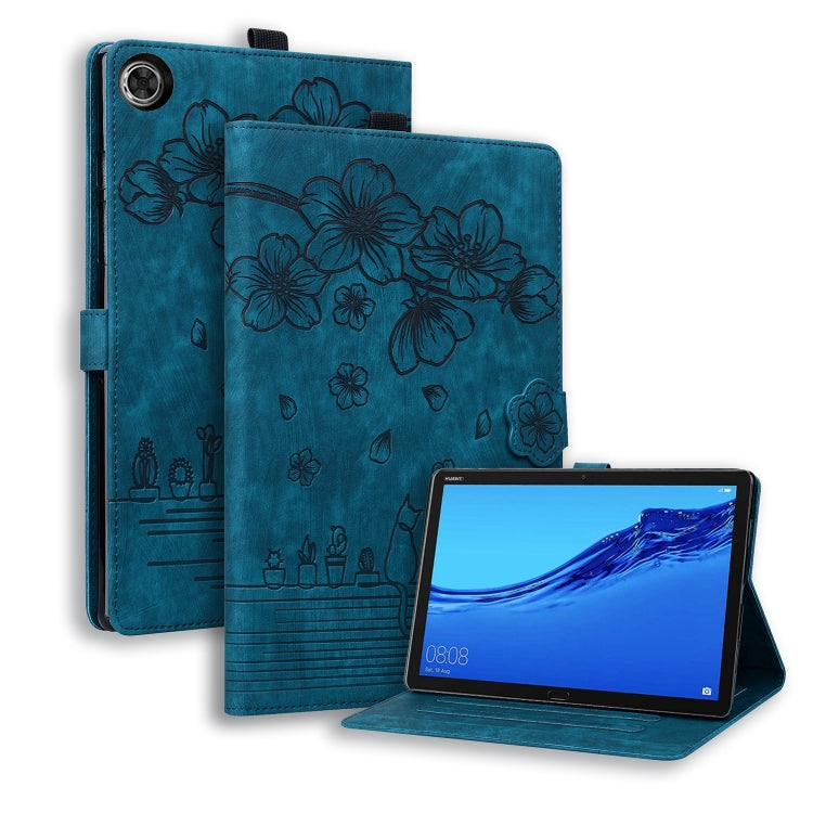 Cartoon Sakura Cat Embossed Leather Tablet Case, For Lenovo Tab M10 3rd Gen, For Lenovo Tab M10 Plus 3rd Gen 2022, For Lenovo Tab P11 TB-J606F