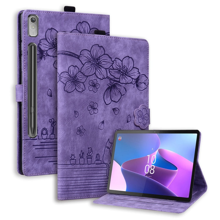 Cartoon Sakura Cat Embossed Leather Tablet Case, For Lenovo Idea Tab Pro Gen 2 13, For Lenovo Xiaoxin Pad 11 2025, For Lenovo Xiaoxin Pad Pro 12.7 2025, For Lenovo Tab K11 Plus / M11 Plus, For Lenovo Tab M11 / Xiaoxin Pad 11 2024, For Lenovo Tab P12 12...