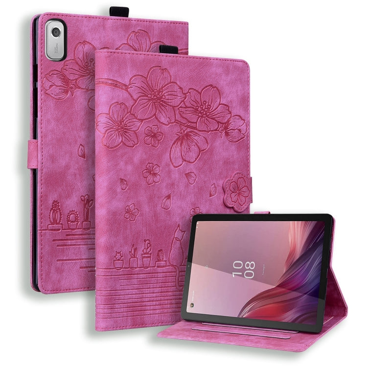 Cartoon Sakura Cat Embossed Leather Tablet Case, For Lenovo Idea Tab Pro Gen 2 13, For Lenovo Xiaoxin Pad 11 2025, For Lenovo Xiaoxin Pad Pro 12.7 2025, For Lenovo Tab K11 Plus / M11 Plus, For Lenovo Tab M11 / Xiaoxin Pad 11 2024, For Lenovo Tab P12 12...