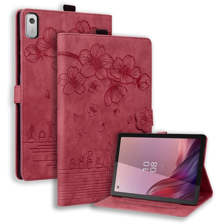 Cartoon Sakura Cat Embossed Leather Tablet Case, For Lenovo Idea Tab Pro Gen 2 13, For Lenovo Xiaoxin Pad 11 2025, For Lenovo Xiaoxin Pad Pro 12.7 2025, For Lenovo Tab K11 Plus / M11 Plus, For Lenovo Tab M11 / Xiaoxin Pad 11 2024, For Lenovo Tab P12 12...
