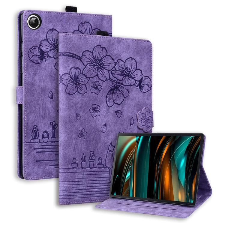 Cartoon Sakura Cat Embossed Leather Tablet Case, For Lenovo Idea Tab Pro Gen 2 13, For Lenovo Xiaoxin Pad 11 2025, For Lenovo Xiaoxin Pad Pro 12.7 2025, For Lenovo Tab K11 Plus / M11 Plus, For Lenovo Tab M11 / Xiaoxin Pad 11 2024, For Lenovo Tab P12 12...