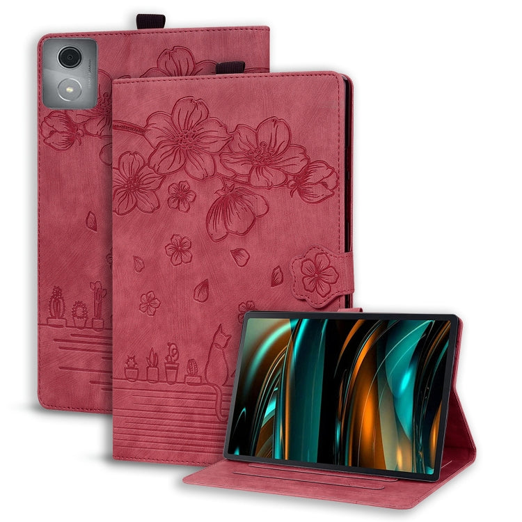 Cartoon Sakura Cat Embossed Leather Tablet Case, For Lenovo Idea Tab Pro Gen 2 13, For Lenovo Xiaoxin Pad 11 2025, For Lenovo Xiaoxin Pad Pro 12.7 2025, For Lenovo Tab K11 Plus / M11 Plus, For Lenovo Tab M11 / Xiaoxin Pad 11 2024, For Lenovo Tab P12 12...