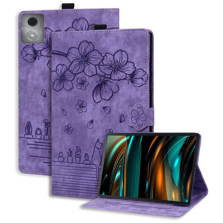Cartoon Sakura Cat Embossed Leather Tablet Case, For Lenovo Idea Tab Pro Gen 2 13, For Lenovo Xiaoxin Pad 11 2025, For Lenovo Xiaoxin Pad Pro 12.7 2025, For Lenovo Tab K11 Plus / M11 Plus, For Lenovo Tab M11 / Xiaoxin Pad 11 2024, For Lenovo Tab P12 12...