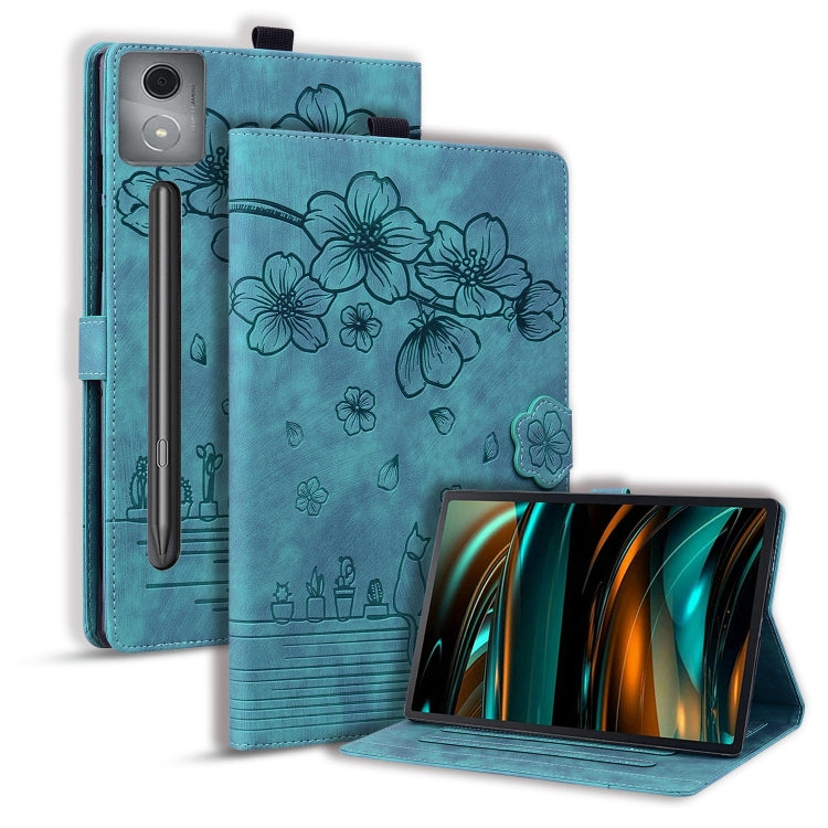 Cartoon Sakura Cat Embossed Leather Tablet Case, For Lenovo Idea Tab Pro Gen 2 13, For Lenovo Xiaoxin Pad 11 2025, For Lenovo Xiaoxin Pad Pro 12.7 2025, For Lenovo Tab K11 Plus / M11 Plus, For Lenovo Tab M11 / Xiaoxin Pad 11 2024, For Lenovo Tab P12 12...