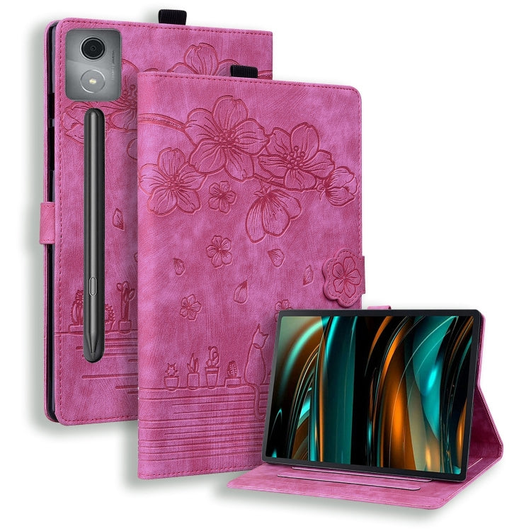Cartoon Sakura Cat Embossed Leather Tablet Case, For Lenovo Idea Tab Pro Gen 2 13, For Lenovo Xiaoxin Pad 11 2025, For Lenovo Xiaoxin Pad Pro 12.7 2025, For Lenovo Tab K11 Plus / M11 Plus, For Lenovo Tab M11 / Xiaoxin Pad 11 2024, For Lenovo Tab P12 12...