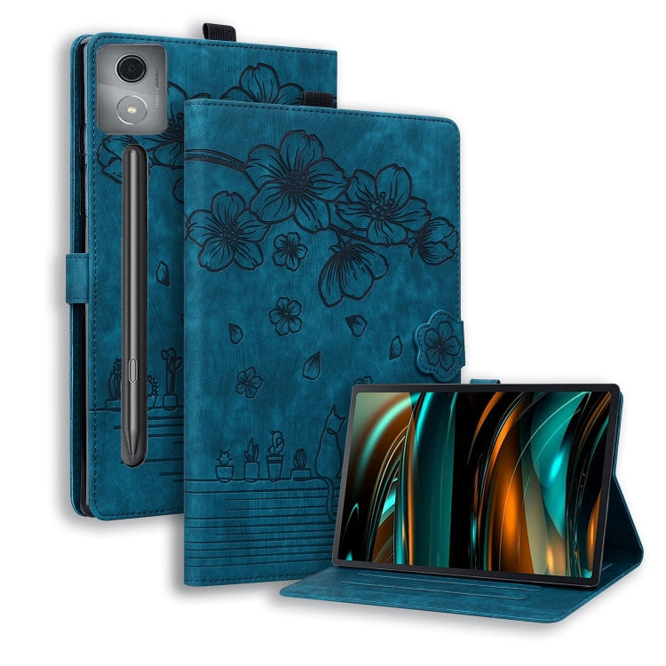 Cartoon Sakura Cat Embossed Leather Tablet Case, For Lenovo Idea Tab Pro Gen 2 13, For Lenovo Xiaoxin Pad 11 2025, For Lenovo Xiaoxin Pad Pro 12.7 2025, For Lenovo Tab K11 Plus / M11 Plus, For Lenovo Tab M11 / Xiaoxin Pad 11 2024, For Lenovo Tab P12 12...