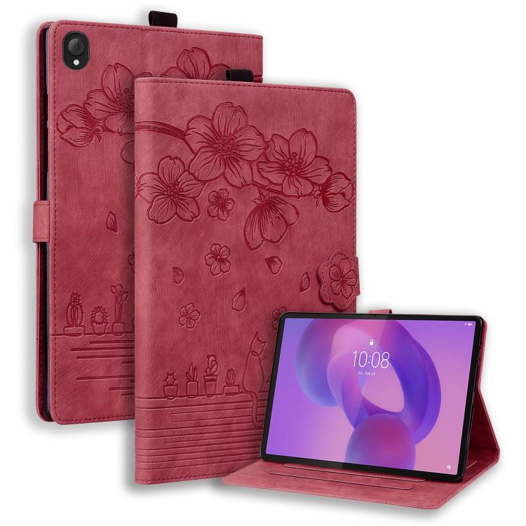 Cartoon Sakura Cat Embossed Leather Tablet Case, For Lenovo Idea Tab Pro Gen 2 13, For Lenovo Xiaoxin Pad 11 2025, For Lenovo Xiaoxin Pad Pro 12.7 2025, For Lenovo Tab K11 Plus / M11 Plus, For Lenovo Tab M11 / Xiaoxin Pad 11 2024, For Lenovo Tab P12 12...