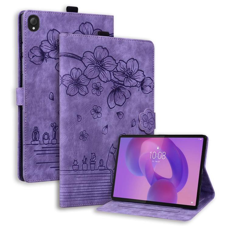 Cartoon Sakura Cat Embossed Leather Tablet Case, For Lenovo Idea Tab Pro Gen 2 13, For Lenovo Xiaoxin Pad 11 2025, For Lenovo Xiaoxin Pad Pro 12.7 2025, For Lenovo Tab K11 Plus / M11 Plus, For Lenovo Tab M11 / Xiaoxin Pad 11 2024, For Lenovo Tab P12 12...