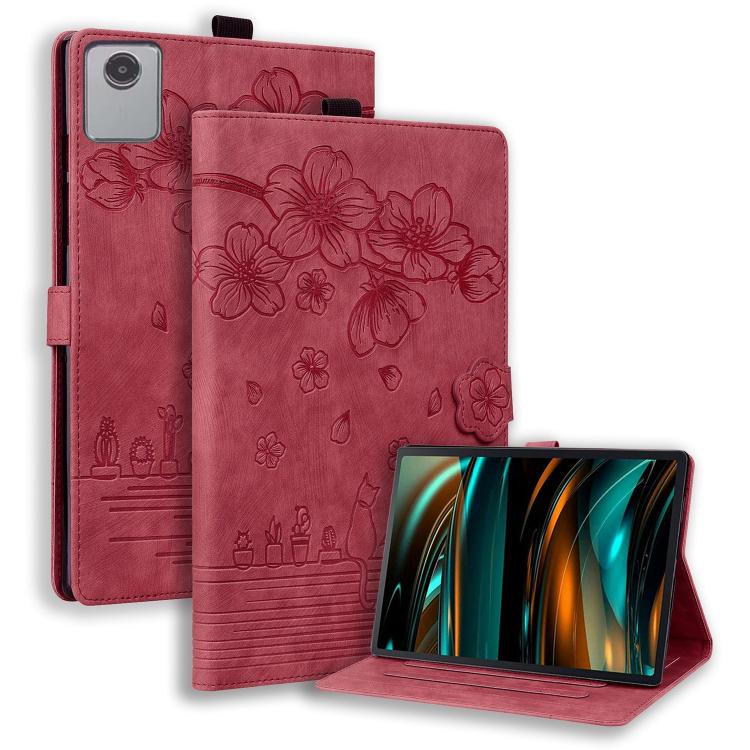 Cartoon Sakura Cat Embossed Leather Tablet Case, For Lenovo Idea Tab Pro Gen 2 13, For Lenovo Xiaoxin Pad 11 2025, For Lenovo Xiaoxin Pad Pro 12.7 2025, For Lenovo Tab K11 Plus / M11 Plus, For Lenovo Tab M11 / Xiaoxin Pad 11 2024, For Lenovo Tab P12 12...