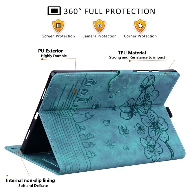 Cartoon Sakura Cat Embossed Leather Tablet Case, For Lenovo Idea Tab Pro Gen 2 13, For Lenovo Xiaoxin Pad 11 2025, For Lenovo Xiaoxin Pad Pro 12.7 2025, For Lenovo Tab K11 Plus / M11 Plus, For Lenovo Tab M11 / Xiaoxin Pad 11 2024, For Lenovo Tab P12 12...