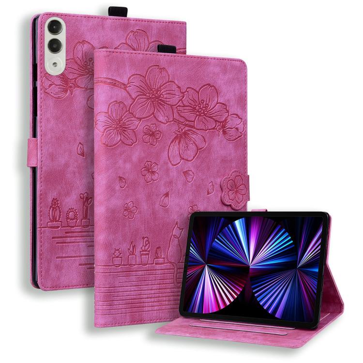 Cartoon Sakura Cat Embossed Leather Tablet Case, For Lenovo Idea Tab Pro Gen 2 13, For Lenovo Xiaoxin Pad 11 2025, For Lenovo Xiaoxin Pad Pro 12.7 2025, For Lenovo Tab K11 Plus / M11 Plus, For Lenovo Tab M11 / Xiaoxin Pad 11 2024, For Lenovo Tab P12 12...